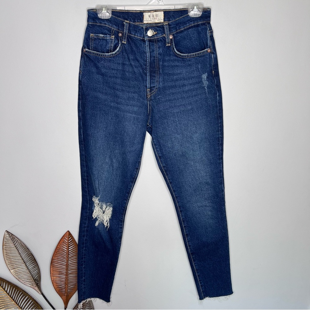 WE THE FREE PEOPLE Jeans Size 29 Stella‎ High Rise Skinny Button Fly Raw Hem C25
